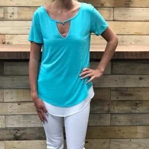Teal and White Top